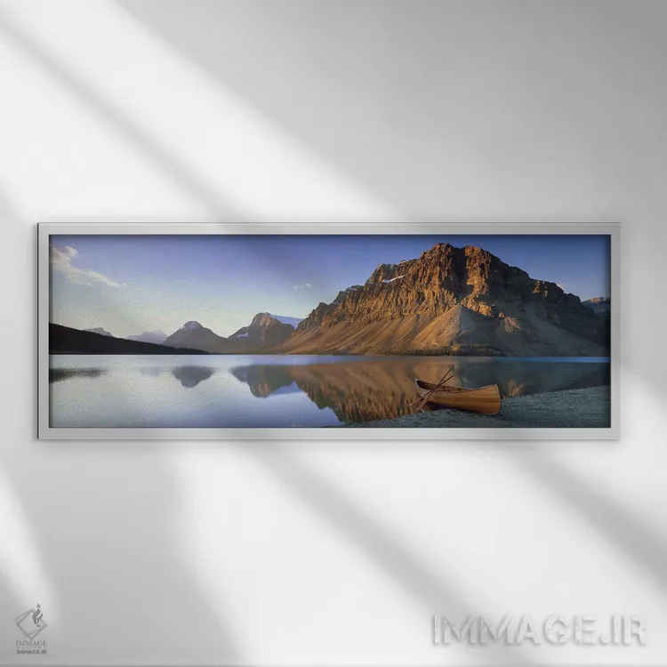 تابلو دکوراتیو Bow Lake, Banff National Park, Alberta, Canada,قایق تنه… اثر پانورامیک ایمجز - نمای قابدار سفید