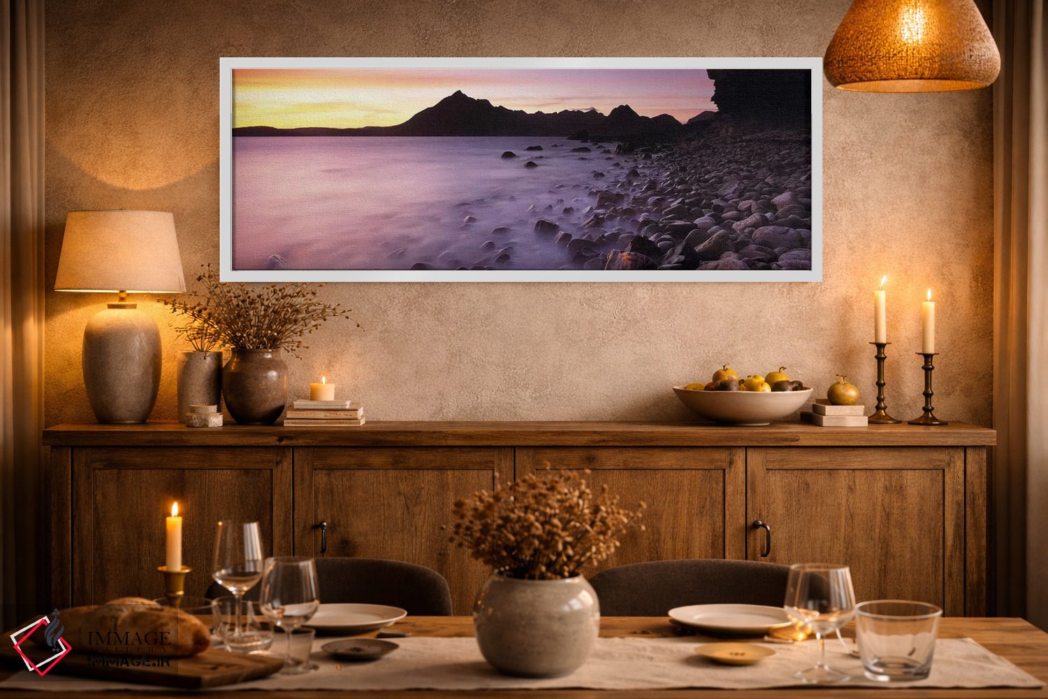 تابلو دکوراتیو Isle Of Skye, Highlands, Scotland,تصویر سیلوئت رشته کوه… اثر پانورامیک ایمجز - D1W