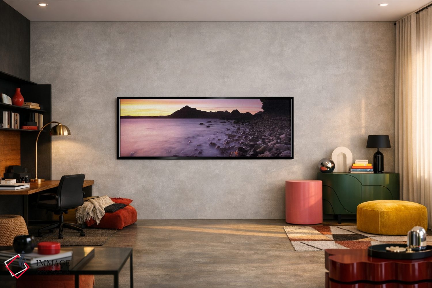 تابلو دکوراتیو Isle Of Skye, Highlands, Scotland,تصویر سیلوئت رشته کوه… اثر پانورامیک ایمجز - D6B