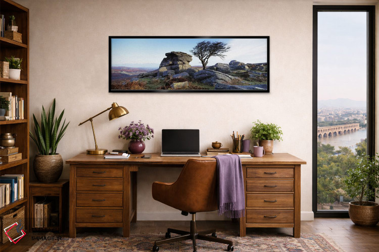 تابلو دکوراتیو Haytor Rocks, Dartmoor, Devon, England,درخت بدون برگ کن… اثر پانورامیک ایمجز - D2B
