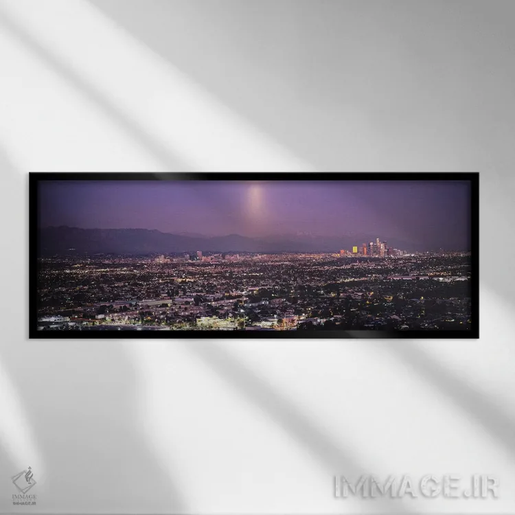تابلو دکوراتیو Hollywood, San Gabriel Mountains, City Of Los Angeles… اثر پانورامیک ایمجز - نمای قابدار مشکی