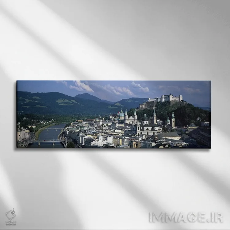 تابلو دکوراتیو Salzburg, Austria,نمای بالا از شهر قدیمی زالتسبورگ، اتر… اثر پانورامیک ایمجز - نمای روبهرو روی دیوار