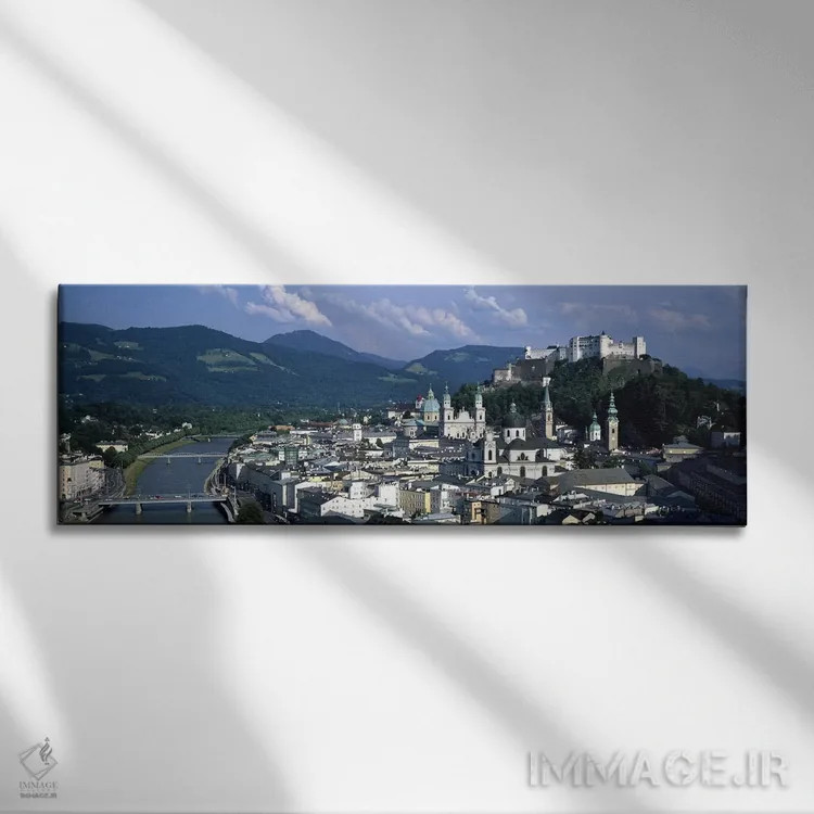 تابلو دکوراتیو Salzburg, Austria,نمای بالا از شهر قدیمی زالتسبورگ، اتر… اثر پانورامیک ایمجز - نمای روبهرو روی دیوار