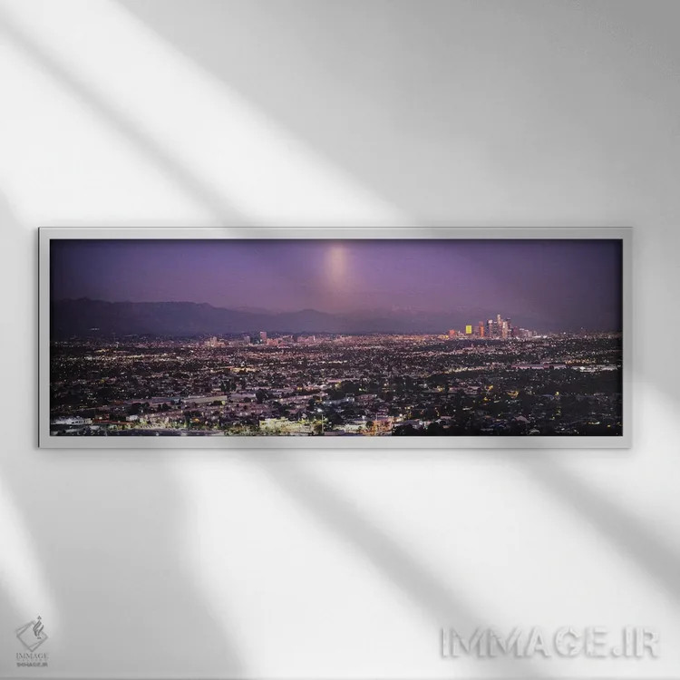 تابلو دکوراتیو Hollywood, San Gabriel Mountains, City Of Los Angeles… اثر پانورامیک ایمجز - نمای قابدار سفید