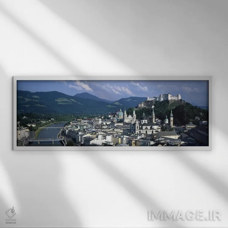 تابلو دکوراتیو Salzburg, Austria,نمای بالا از شهر قدیمی زالتسبورگ، اتر… اثر پانورامیک ایمجز - نمای قابدار سفید