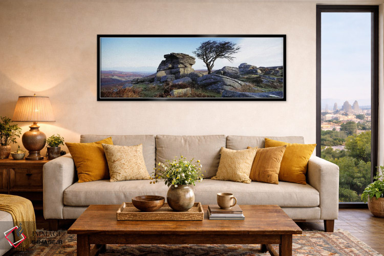 تابلو دکوراتیو Haytor Rocks, Dartmoor, Devon, England,درخت بدون برگ کن… اثر پانورامیک ایمجز - D6B