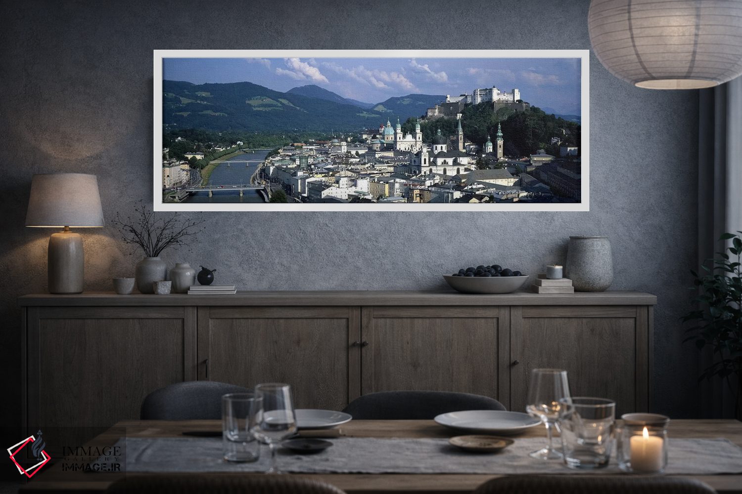 تابلو دکوراتیو Salzburg, Austria,نمای بالا از شهر قدیمی زالتسبورگ، اتر… اثر پانورامیک ایمجز - D3W