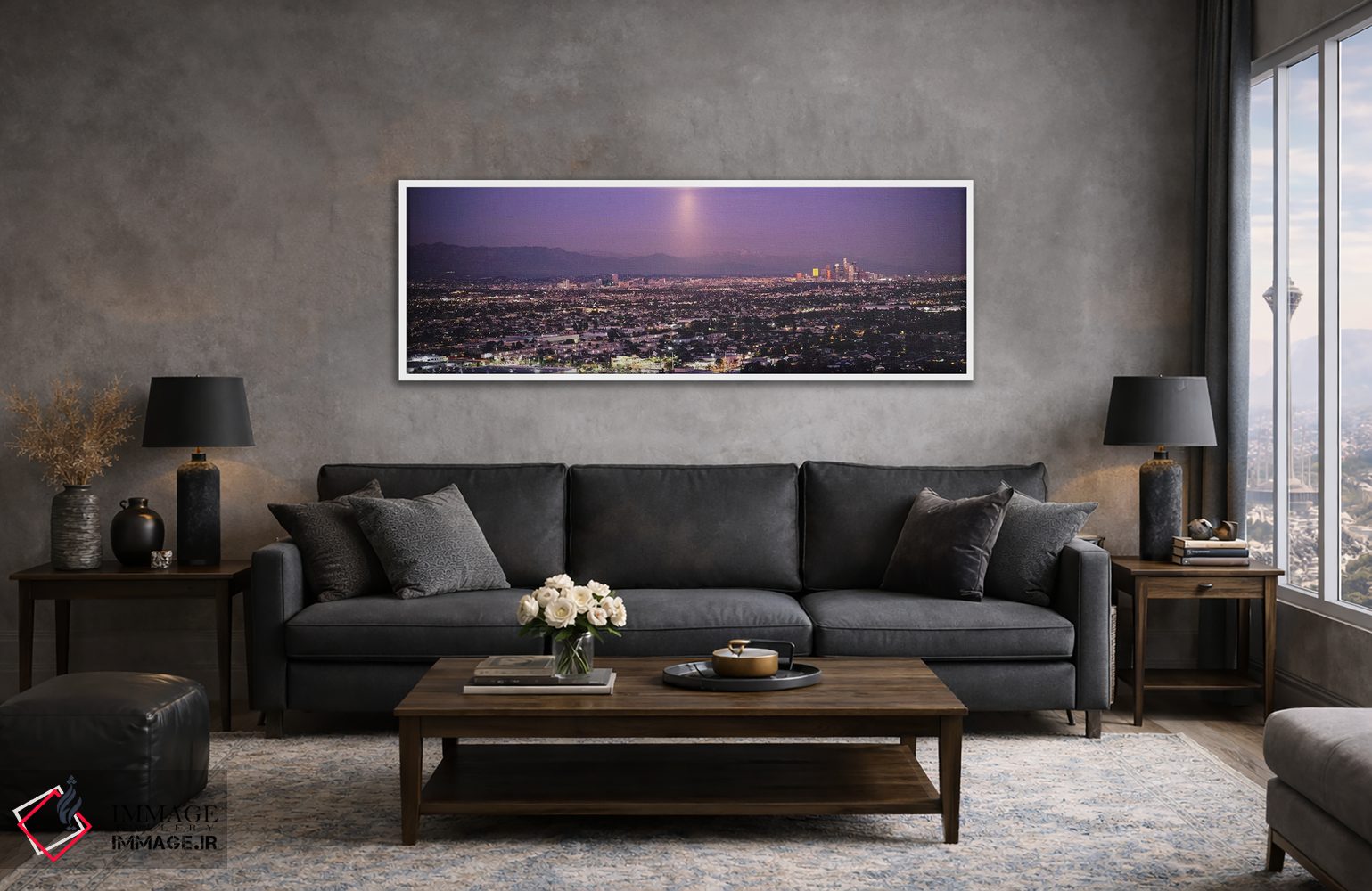 تابلو دکوراتیو Hollywood, San Gabriel Mountains, City Of Los Angeles… اثر پانورامیک ایمجز - D5W