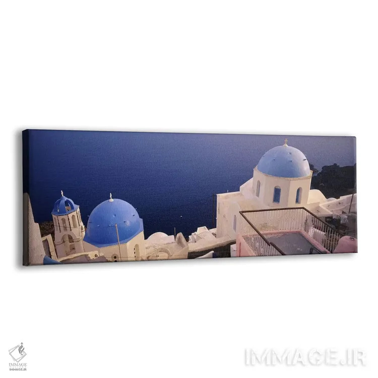 تابلو دکوراتیو Oia, Santorini, Greece,نمای بالا از کلیسای گنبد آبی در… اثر پانورامیک ایمجز - نمای پرسپکتیو محصول