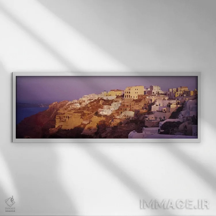 تابلو دکوراتیو Santorini, Greece,شهرک بر فراز صخره، سانتورینی، یونان اثر پانورامیک ایمجز - نمای قابدار سفید
