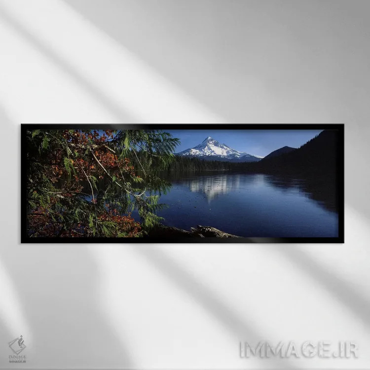 تابلو دکوراتیو Mt Hood, Lost Lake, Mt. Hood National Forest, Hood Rive… اثر پانورامیک ایمجز - نمای قابدار مشکی