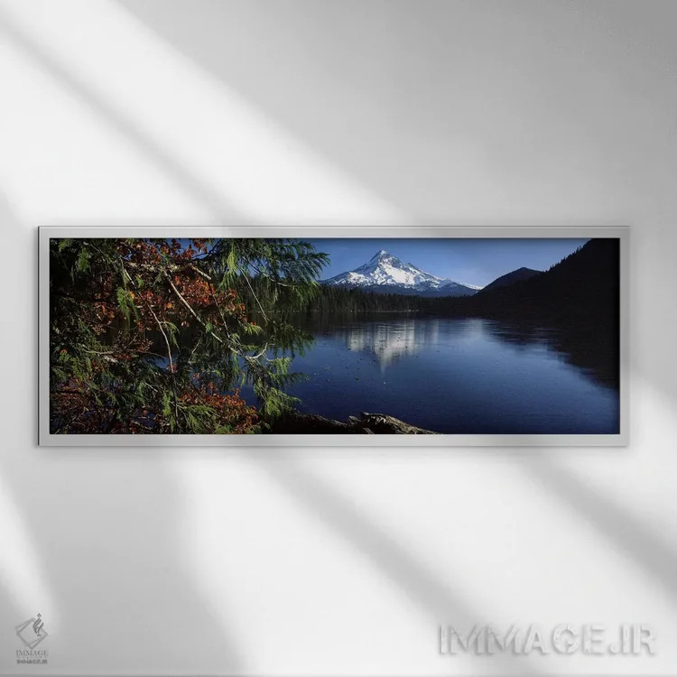 تابلو دکوراتیو Mt Hood, Lost Lake, Mt. Hood National Forest, Hood Rive… اثر پانورامیک ایمجز - نمای قابدار سفید