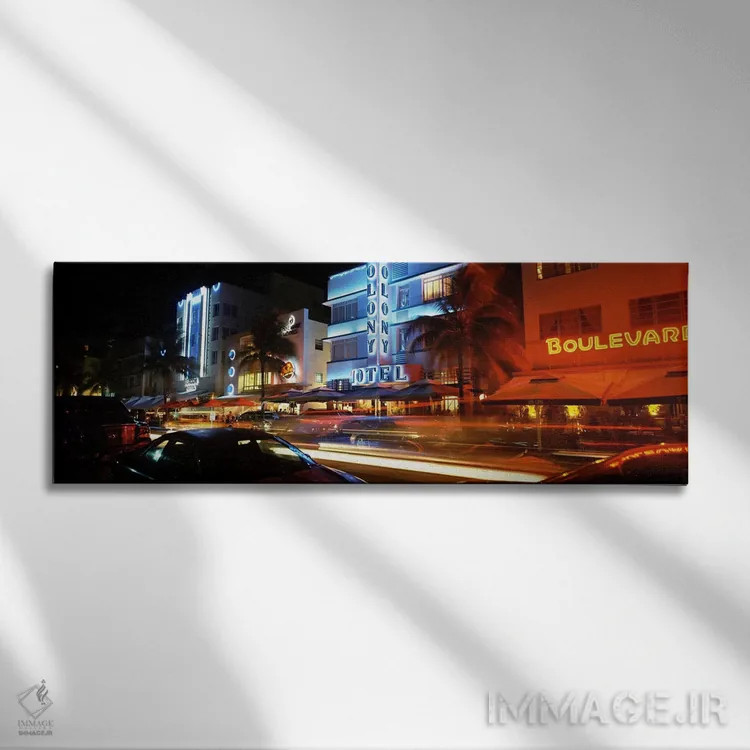 تابلو دکوراتیو Ocean Drive, South Beach, Miami Beach, Florida, USA,ساخ… اثر پانورامیک ایمجز - نمای روبهرو روی دیوار