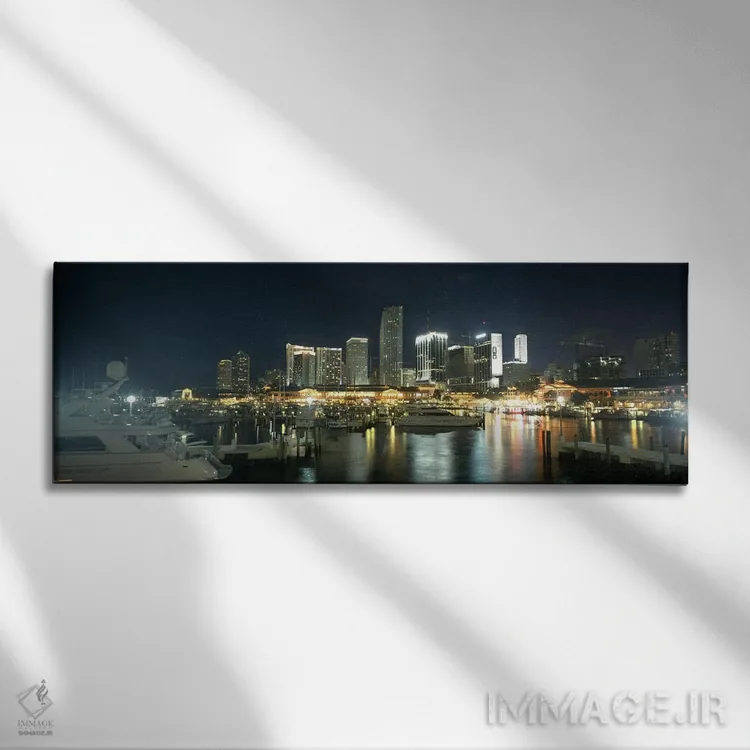 تابلو دکوراتیو Miami Yacht Basin, Miami, Florida, USA,قایق ها در بندر… اثر پانورامیک ایمجز - نمای روبهرو روی دیوار