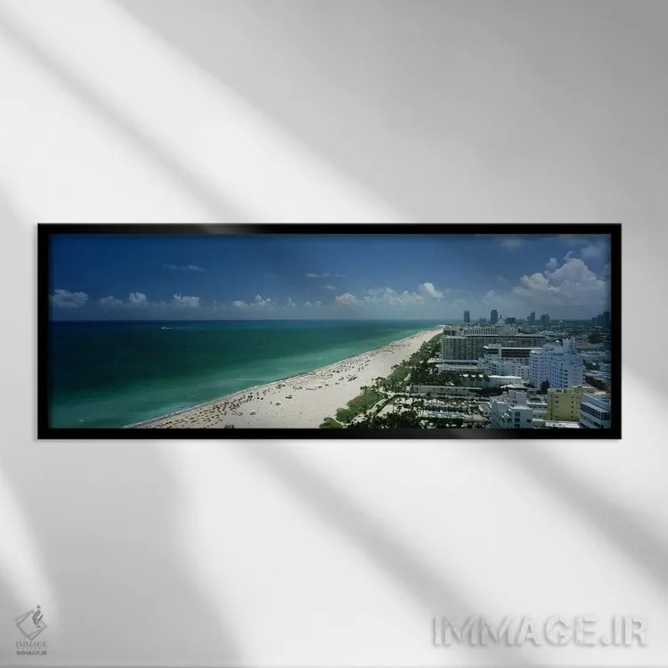 تابلو دکوراتیو South Beach, Miami Beach, Florida, USA,شهر در کنار ساحل… اثر پانورامیک ایمجز - نمای قابدار مشکی