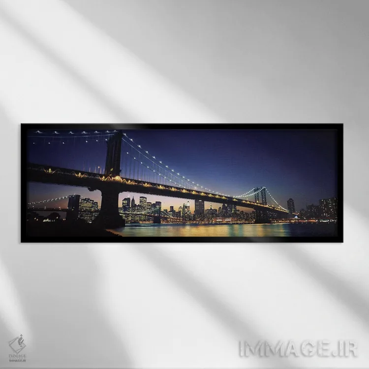 تابلو دکوراتیو Lower Manhattan, New York City, New York State, USA,پل… اثر پانورامیک ایمجز - نمای قابدار مشکی