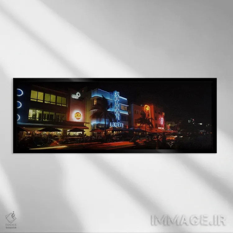 تابلو دکوراتیو Ocean Drive, South Beach, Miami Beach, Florida, USA #2… اثر پانورامیک ایمجز - نمای قابدار مشکی