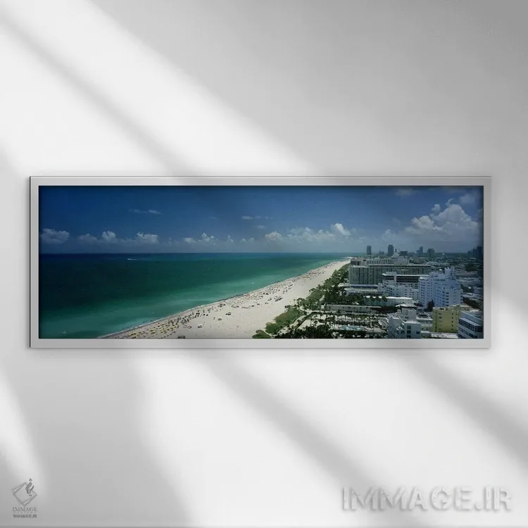 تابلو دکوراتیو South Beach, Miami Beach, Florida, USA,شهر در کنار ساحل… اثر پانورامیک ایمجز - نمای قابدار سفید