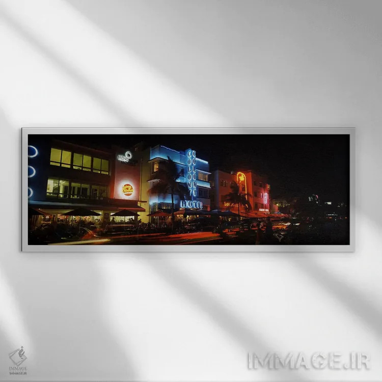 تابلو دکوراتیو Ocean Drive, South Beach, Miami Beach, Florida, USA #2… اثر پانورامیک ایمجز - نمای قابدار سفید