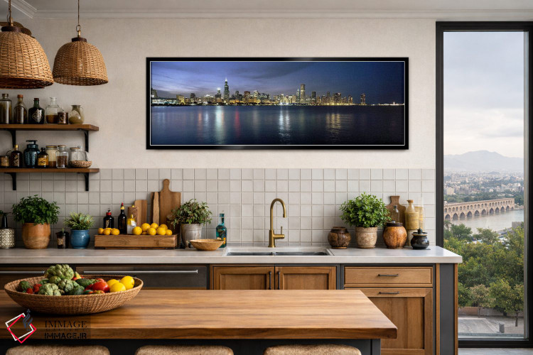 تابلو دکوراتیو Chicago, Cook County, Illinois, USA,خط افق مرکز شهر در… اثر پانورامیک ایمجز - D4B