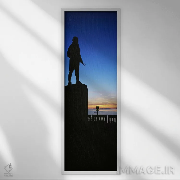 تابلو دکوراتیو Anchorage, Alaska, USA,سیلوئت یادبود کاپیتان کوک، انکور… اثر پانورامیک ایمجز - نمای قابدار سفید