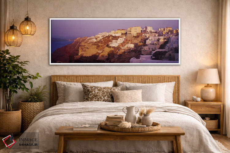 تابلو دکوراتیو Santorini, Greece,شهرک بر فراز صخره، سانتورینی، یونان اثر پانورامیک ایمجز - D4W