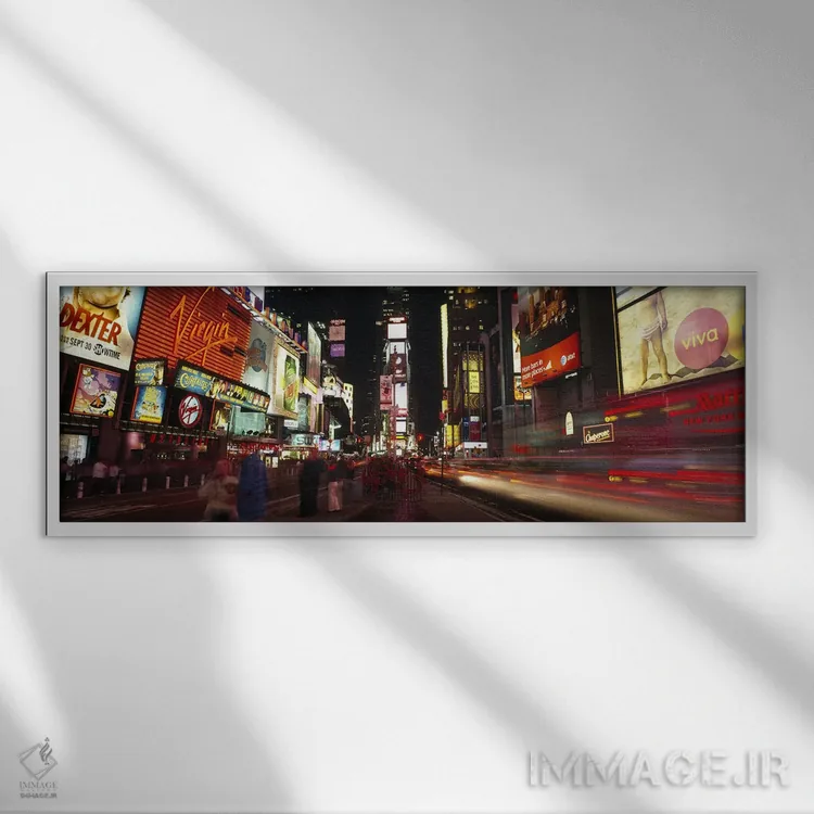 تابلو دکوراتیو Times Square, New York City, New York, USA,نمای حرکتی ت… اثر پانورامیک ایمجز - نمای قابدار سفید