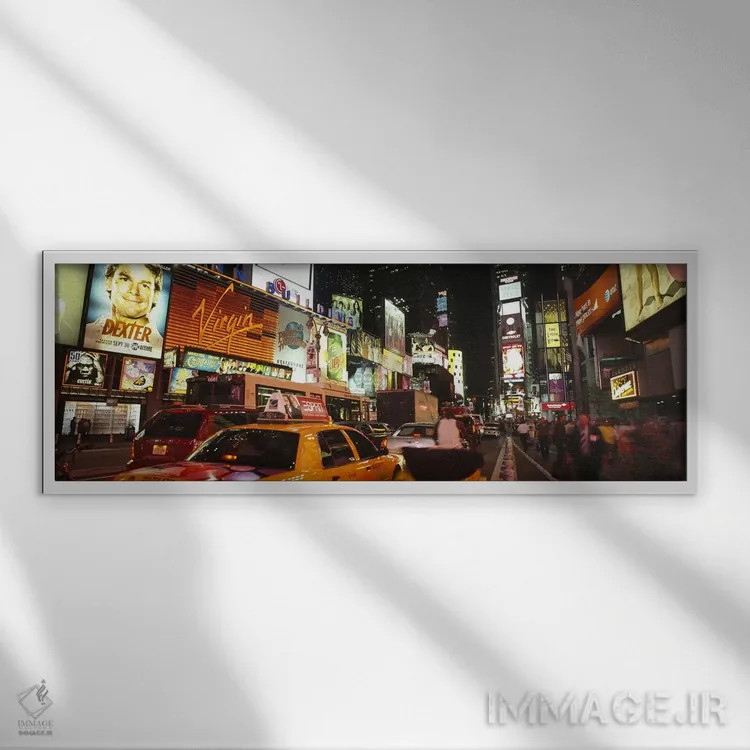 تابلو دکوراتیو Times Square, Midtown Manhattan, Manhattan, New York Ci… اثر پانورامیک ایمجز - نمای قابدار سفید