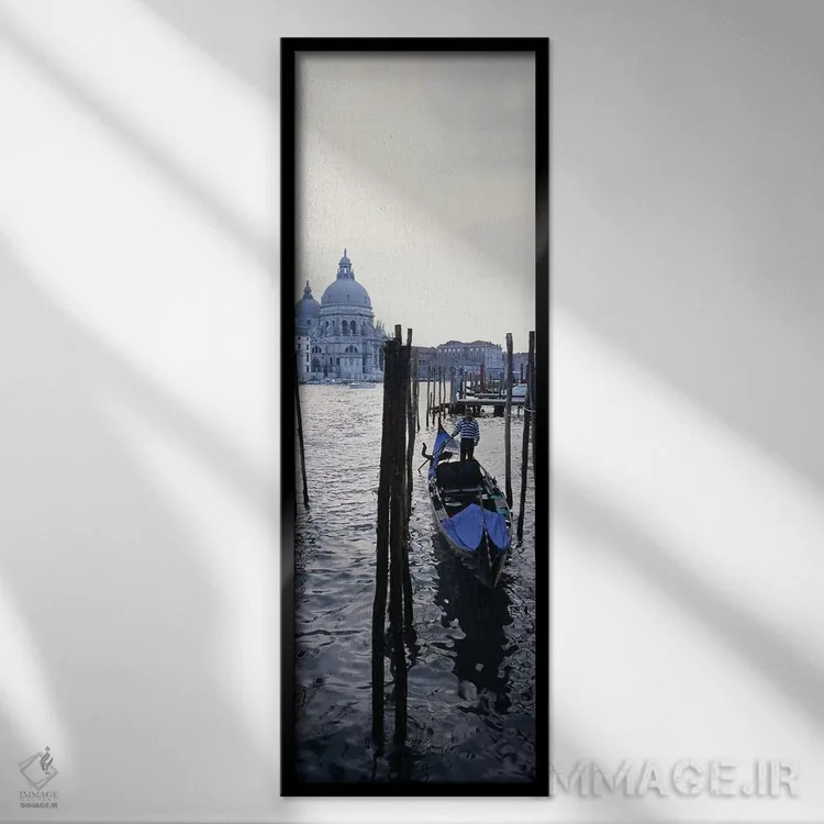 تابلو دکوراتیو Santa Maria Della Salute, Venice, Veneto, Italy,گوندولی… اثر پانورامیک ایمجز - نمای قابدار مشکی