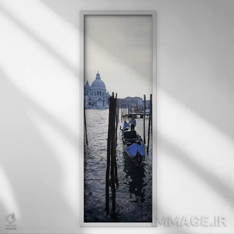 تابلو دکوراتیو Santa Maria Della Salute, Venice, Veneto, Italy,گوندولی… اثر پانورامیک ایمجز - نمای قابدار سفید
