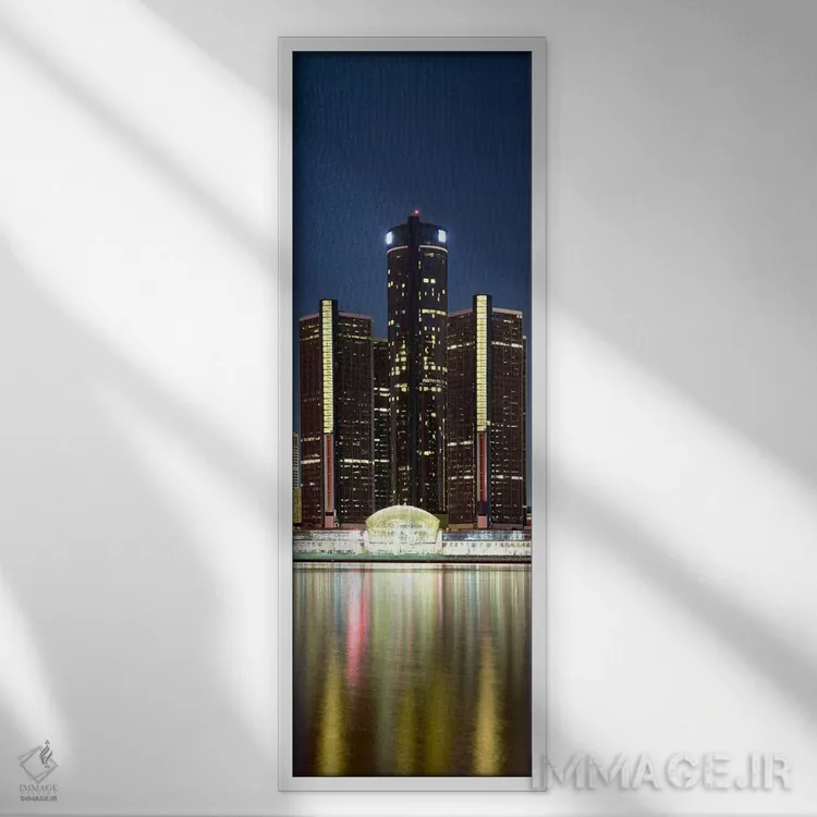 تابلو دکوراتیو Renaissance Center, Detroit River, Detroit, Michigan, U… اثر پانورامیک ایمجز - نمای قابدار سفید