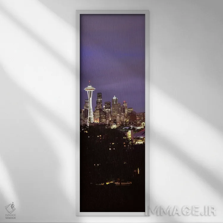 تابلو دکوراتیو Space Needle, Seattle, King County, Washington State, U… اثر پانورامیک ایمجز - نمای قابدار سفید