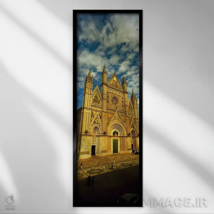 تابلو دکوراتیو Duomo Di Orvieto, Orvieto, Umbria, Italy,نمای بیرونی کل… اثر پانورامیک ایمجز - نمای قابدار مشکی
