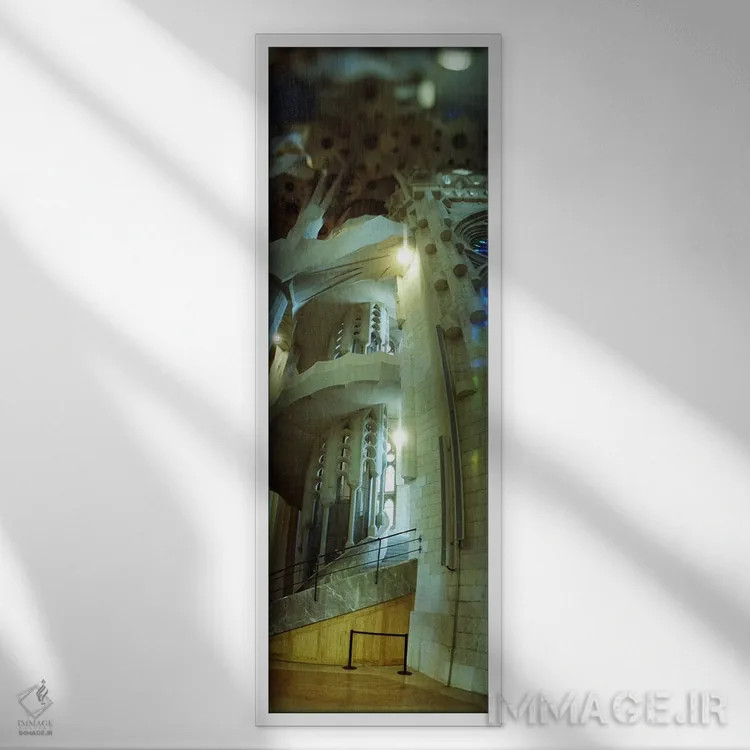 تابلو دکوراتیو Sagrada Familia, Barcelona, Catalonia, Spain,داخلی کلیس… اثر پانورامیک ایمجز - نمای قابدار سفید