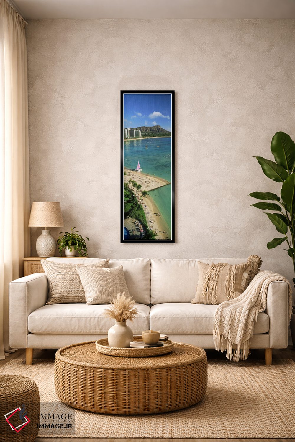 تابلو دکوراتیو Waikiki Beach, Oahu, Honolulu, Hawaii, USA,نمای هوایی ا… اثر پانورامیک ایمجز - D2B