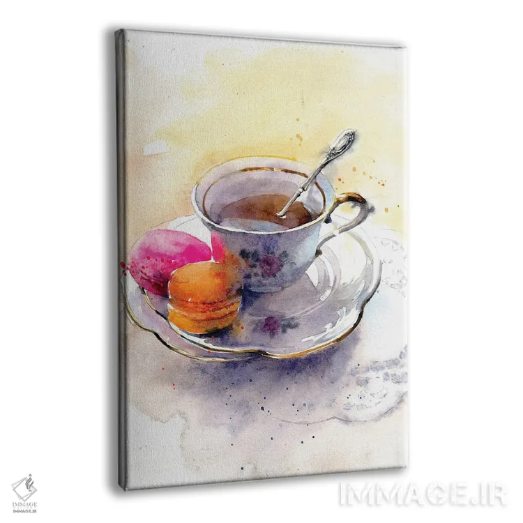 تابلو دکوراتیو فنجان چای با دسر اثر مارینا ایگناتووا - نمای پرسپکتیو محصول