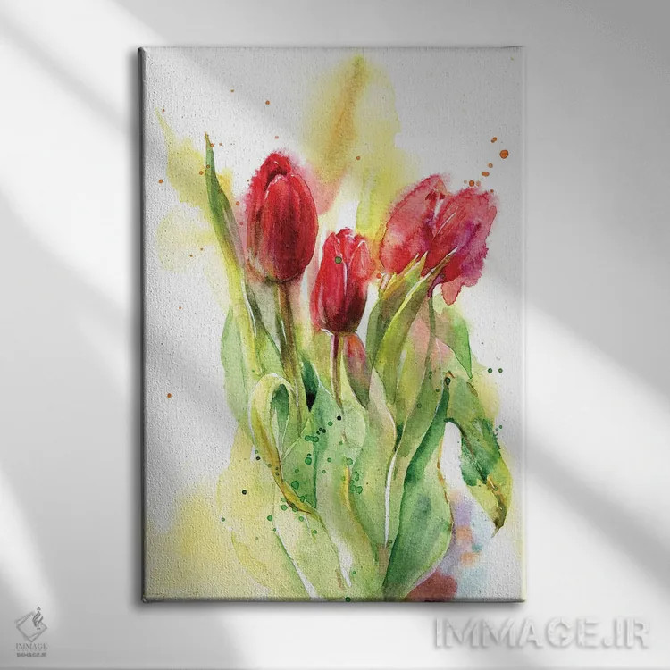 تابلو دکوراتیو لاله های قرمز اثر مارینا ایگناتووا - نمای روبهرو روی دیوار