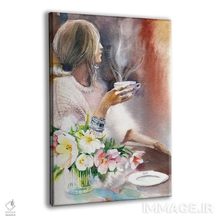 تابلو دکوراتیو لاله و قهوه اثر مارینا ایگناتووا - نمای پرسپکتیو محصول