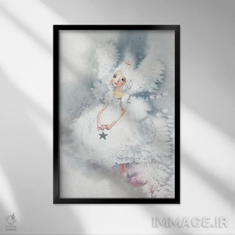 تابلو دکوراتیو پری برفی اثر مارینا ایگناتووا - نمای قابدار مشکی