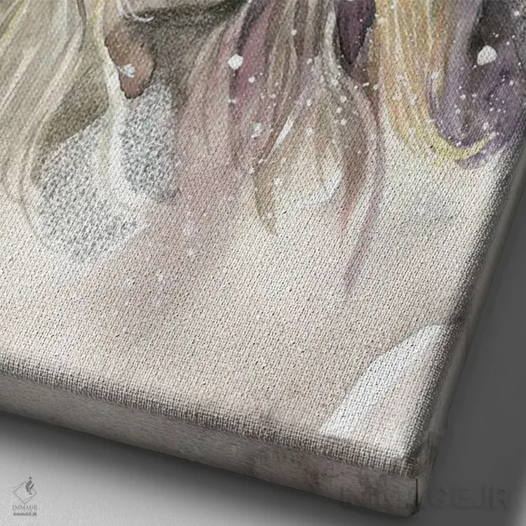 تابلو دکوراتیو کلاه بافتنی اثر مارینا ایگناتووا - نمای نزدیک بافت بوم