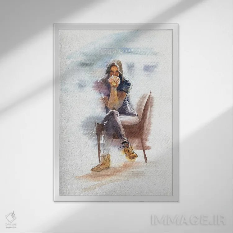 تابلو دکوراتیو قهوه داغ اثر مارینا ایگناتووا - نمای قابدار سفید