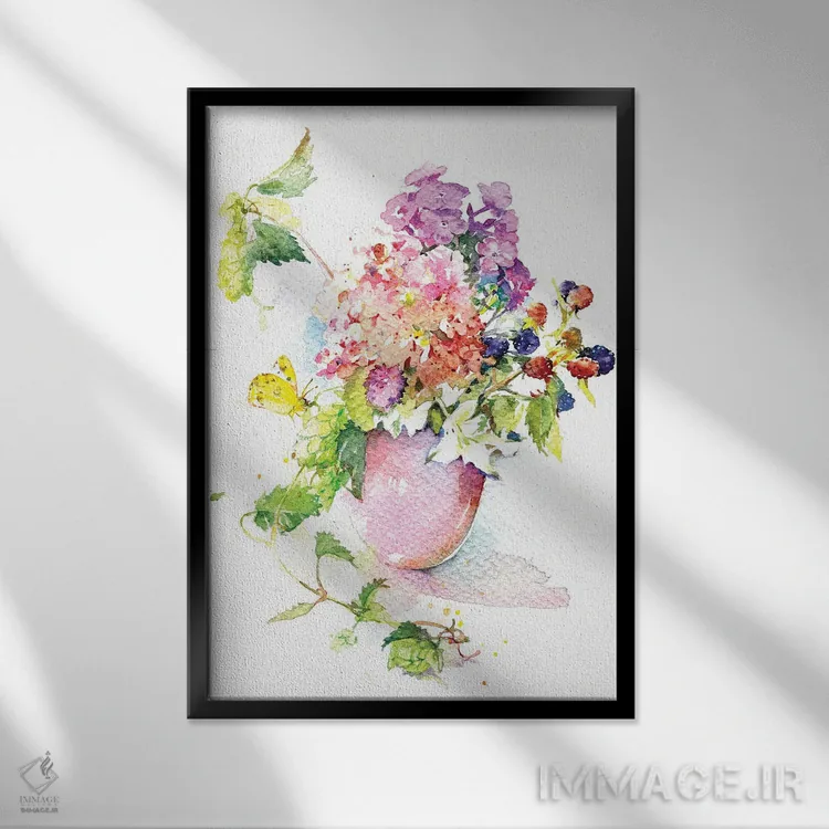 تابلو دکوراتیو دسته گل ماه اوت اثر مارینا ایگناتووا - نمای قابدار مشکی