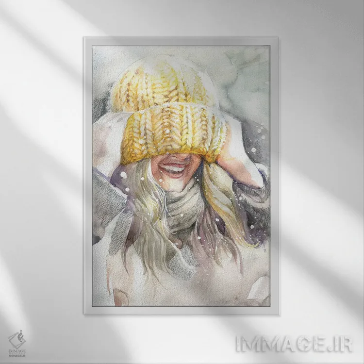 تابلو دکوراتیو کلاه بافتنی اثر مارینا ایگناتووا - نمای قابدار سفید