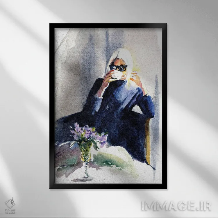 تابلو دکوراتیو بنفشه و قهوه اثر مارینا ایگناتووا - نمای قابدار مشکی