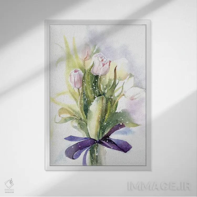 تابلو دکوراتیو لاله ها اثر مارینا ایگناتووا - نمای قابدار سفید