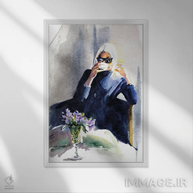 تابلو دکوراتیو بنفشه و قهوه اثر مارینا ایگناتووا - نمای قابدار سفید