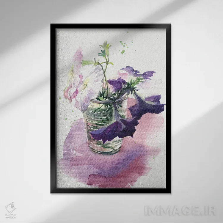 تابلو دکوراتیو پتونیا اثر مارینا ایگناتووا - نمای قابدار مشکی