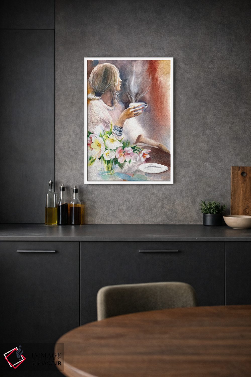 تابلو دکوراتیو لاله و قهوه اثر مارینا ایگناتووا - D1W