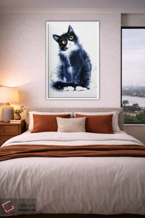 تابلو دکوراتیو گربه سیاه و سفید اثر مارینا ایگناتووا - D4W