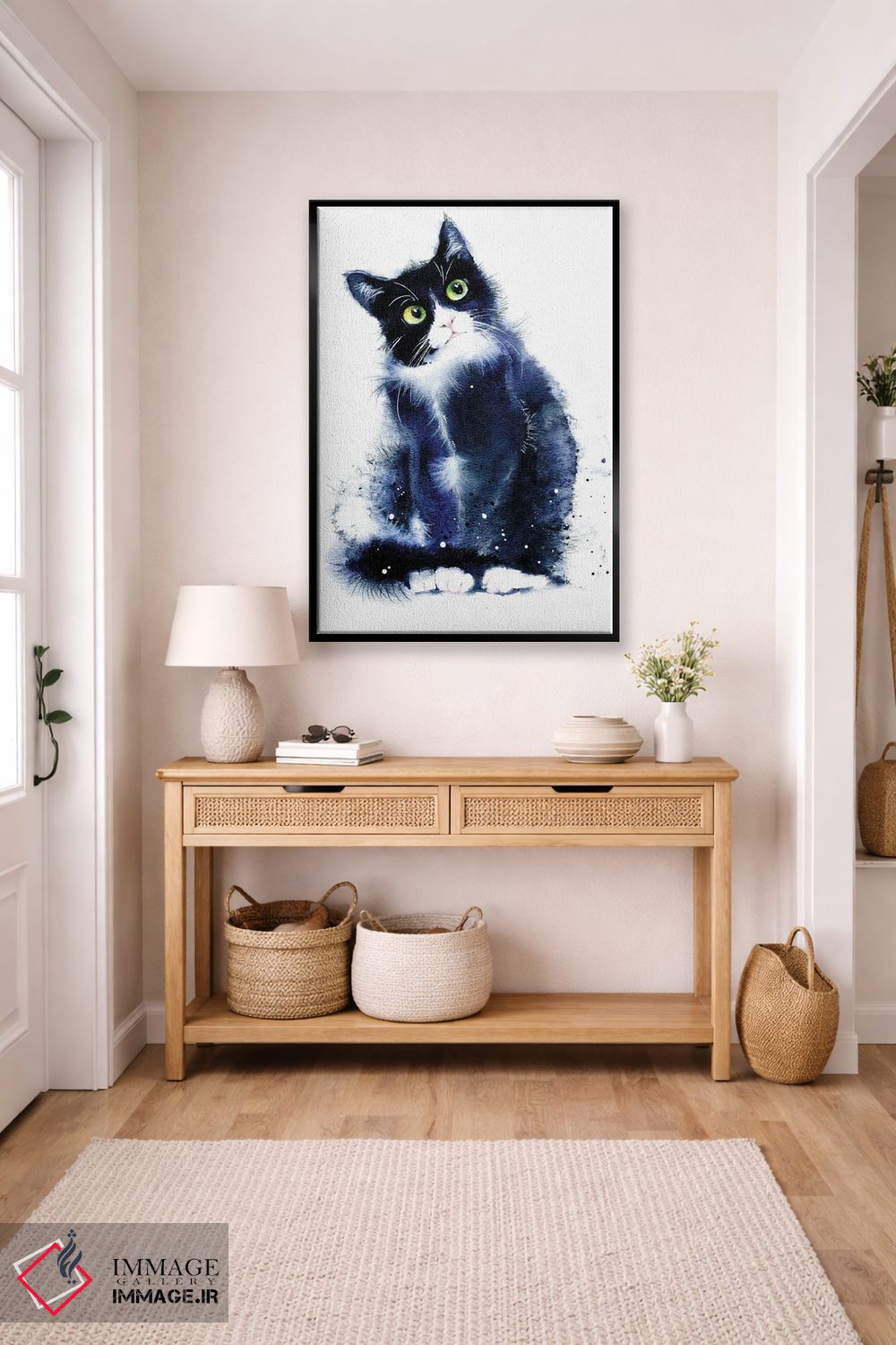 تابلو دکوراتیو گربه سیاه و سفید اثر مارینا ایگناتووا - D5B